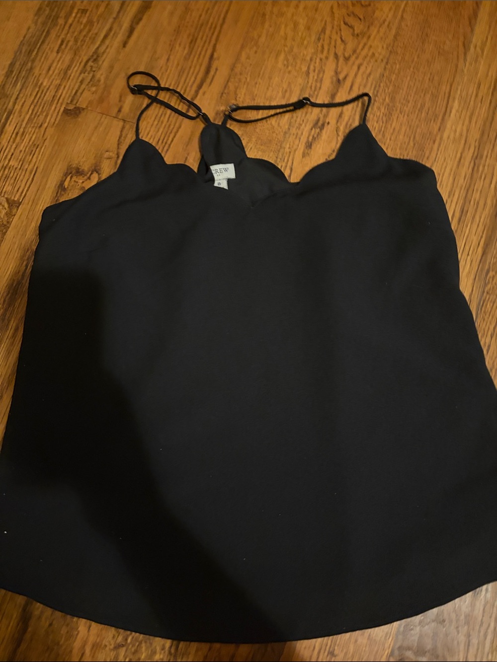 J. Crew Black Scalloped Neckline Top Sz 8 (Med)
